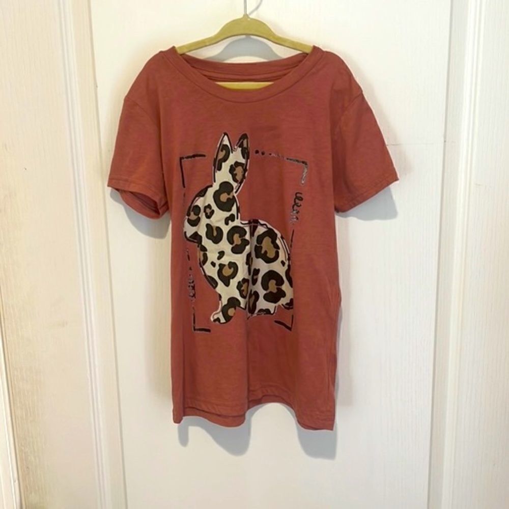 Girls Bella Canvas Kids Bunny leopard print Tee